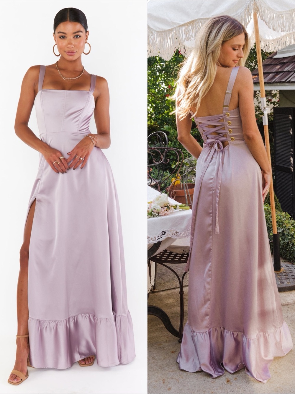 SHOW ME YOUR MUMU Clarissa Corset Dress In Dusty Purple Luxe Satin
